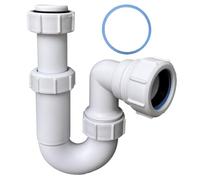 Siphon universel pivotant réglable PlumbEZ, Anneau antidérapant, Siphon d'évier télescopique, 40 mm, Kit de vidage d'évier multi-ajustement, Conforme à la norme BS EN2574-1, Coude en U, Blanc
