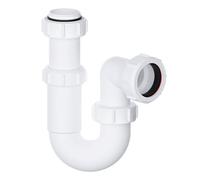 Siphon universel pivotant réglable PlumbEZ, Anneau antidérapant, Siphon d'évier télescopique, 40 mm, Kit de vidage d'évier multi-ajustement, Conforme à la norme BS EN2574-1, Coude en U, Blanc