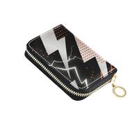 siphylline Abstract Art Lightning Dots Petit portefeuille en cuir gris noir pour femme avec porte-monnaie Cion Blocage RFID porte-cartes pour femme avec fermeture éclair