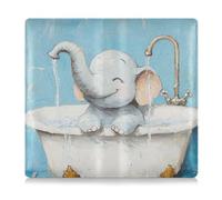 siphylline Art Elephant - Porte-carte d'immatriculation et d'assurance vintage en cuir synthétique, parfait pour permis de conduire, cartes et documents essentiels, art Elephant Vintage baignoire, 1