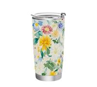 siphylline Beauty Summer Flowers Bouteille en acier inoxydable avec couvercle anti-fuite pour boissons chaudes et froides 591 ml
