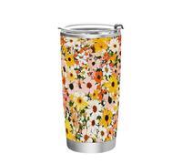 siphylline Beauty Summer Flowers - Tasses à café réutilisables en acier inoxydable avec couvercles, résistantes aux fuites, tasse de voyage pour café de 591 ml