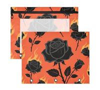 siphylline Boîte à crayons multi-usages pour classeur à 3 anneaux, lot de 2 pour la rentrée scolaire, rose feu, noir, rouge