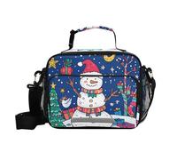 siphylline Boîte à déjeuner de Noël avec bonhomme de neige pour homme, étanche, isotherme, avec bandoulière, pour adolescents et camping