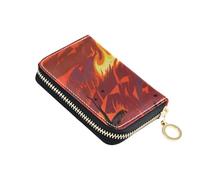 siphylline Burning Fields Portefeuille pour cartes de crédit en cuir rouge pour homme avec 2 emplacements pour espèces et blocage RFID pour femme avec fermeture éclair