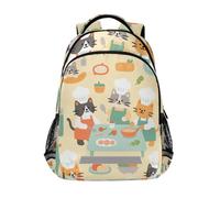 siphylline Cartoon Cute Cats Chef Yellow the backpack kid with big bookbag for boy mochilas escolares para ni?os