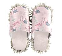 siphylline Chaussons serpillères en microfibre pour nettoyer les cheveux, Drapeau de la foi rose 4 juillet, Large