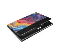siphylline Color Abstraction Porte-cartes de visite ultra fin avec étui en cuir et acier inoxydable pour voyage, maison ou bureau