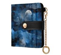 siphylline Crow Blue Sky Cloud Moon Portefeuille pliable imperméable en cuir PU avec emplacements pour cartes pour femmes et filles