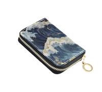 siphylline Deep Waves Portefeuille en cuir de style japonais pour femme avec fermeture éclair et blocage RFID