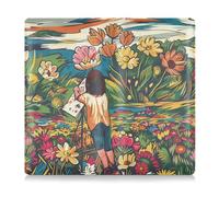 siphylline Étui en cuir pour permis de conduire, cartes et documents essentiels Motif A Girl in A Flower Bush, Une fille dans un buisson de fleurs, 1 size