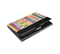 siphylline Étui pour cartes de visite ultra fin en cuir et acier inoxydable avec formes géométriques traditionnelles pour homme ou femme