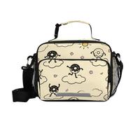 siphylline Fun Dance Sac à déjeuner beige pour garçons respectueux de l'environnement Sac à déjeuner avec bandoulière Famille école