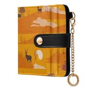 siphylline Gold GrasslElk Cloud IslPortefeuille pliable en cuir PU mignon minimaliste pour femmes filles