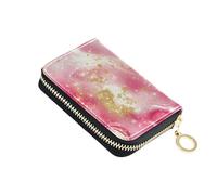 siphylline Golden Peach Waves Portefeuille en cuir marbré pour homme avec 2 emplacements pour espèces bloquant RFID porte-cartes pour femme avec fermeture éclair