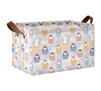 siphylline Grand panier de rangement pliable en tissu avec poignées en forme de pingouin mignon de dessin animé pour organiser et ranger les vêtements