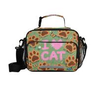 siphylline I Love Cats Claw Boîte à déjeuner verte pour homme avec poignées et bandoulière