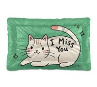 siphylline I Miss You Matelas de couchage doux et confortable avec dessous antidérapant pour chien et chat de grande taille, taille Jumbo et moyenne Blanc 61 x 45,7 cm