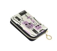 siphylline Jon Klassen Style Robots Portefeuille en cuir violet pour homme avec 9 emplacements pour cartes et cartes d'identité avec fermeture éclair