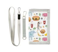 siphylline Junk Food Animals - Support simple à trois volets avec pince à billets pour cartes de crédit - Portefeuille à trois volets pour homme avec cordon, malbouffe animaux simple, 1 size