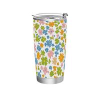 siphylline Little Flowers Summer Bouteille d'eau en acier inoxydable avec couvercle étanche 591 ml - Tasse de voyage pour café - Gobelet de voyage esthétique de 591 ml