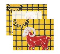 siphylline Lot de 2 pochettes pour classeur avec fermeture éclair 3 trous pour papier A4 Lettre pour enseignant Bureau Bélier Rouge Jaune à carreaux