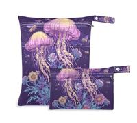 siphylline Lot de 2 sacs anti-désordre pour maillots de bain essentiels de voyage pour bébés avec poignées pour voyage, yoga, art, méduse, violet