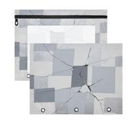 siphylline Lot de 2 sacs de rangement portables pour lettres A4, enseignant, bureau, art abstrait, carré, gris