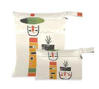 siphylline Lot de 2 sacs réutilisables pour couches humides avec poignées pour la plage, la salle de sport, visage abstrait Hmong Elements