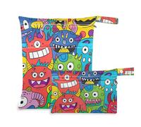 siphylline Lot de 2 sacs réutilisables pour la salle de sport - Essentiels de voyage pour voler - Avec poignées pour voyage, garderie - Funny Monster Party