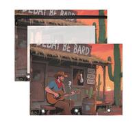 siphylline Lot de 2 trousses à crayons 3 trous pour papier A4 Lettre pour élèves, étudiants, enseignants, guitare solitaire, cowboy occidental