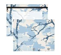 siphylline Lot de 2 trousses à crayons à 3 trous pour classeur à 3 anneaux, style Jon Klassen, style camouflage, bleu ciel