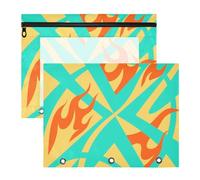 siphylline Lot de 2 trousses à crayons avec 3 œillets renforcés pour lettre A4 pour enseignant, rentrée scolaire, art abstrait rouge, vert feu, jaune