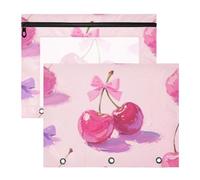 siphylline Lot de 2 trousses à crayons avec fermetures éclair lisses 3 trous pour papier A4 Lettre Teacher Class Rose avec nœud cerise