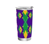 siphylline Mardi Gras - Gobelets en acier inoxydable pour homme avec couvercle - Tasse de voyage anti-déversement pour café portable de 591 ml - Gobelet à café de 591 ml