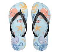 siphylline Mignon dessin animé créatures marines en caoutchouc femmes flip flops coussin femmes flip pour la plage, Créatures marines mignonnes de dessin animé, XX-Large