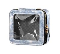 siphylline Mini trousse de maquillage transparente avec motif floral océanique de rêve, couleur pastel, Motif floral océanique de rêve couleur pastel, 1 size