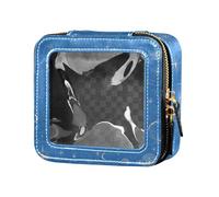 siphylline Mini trousse de maquillage transparente pour voyage Motif religion lune et étoile Bleu, dessin animé religion lune étoile bleu, 1 size