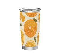 siphylline Orange Summer Lemon Tasse à café de voyage en acier inoxydable avec couvercle anti-fuite Anti-déversement pour le camping Gobelet réutilisable avec couvercles 591 ml