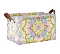 siphylline Paniers de rangement tendance en tissu doux vert jaune cachemire paniers de rangement avec poignées pliables pour étagères pour livres de maquillage, étagères, salon