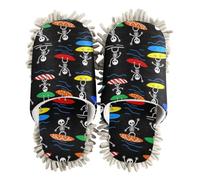 siphylline Pantoufles de nettoyage en microfibre pour nettoyer les cheveux, Imprimé squelettes Surf Halloween, Medium