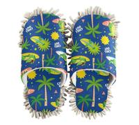 siphylline Pantoufles en microfibre pour nettoyer la poussière de la maison, Crocodiles Surf Tropical Palmier Plage Été, Medium