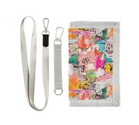 siphylline Papillons colorés Art Words Portefeuille à trois volets pour homme Pince à billets pour cadeau d'anniversaire Portefeuille tendance avec cordon, papillon coloré art mots, 1 size