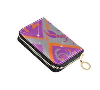 siphylline Petit portefeuille pour cartes de crédit en cuir style aérographe avec 9 emplacements pour cartes RFID et fermeture éclair Violet Orange