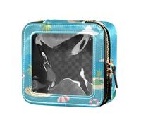 siphylline Petite trousse de maquillage transparente en cuir pour voyage Motif île de dessin animé, Summer Wind Cartoon Island, 1 size