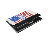 siphylline Porte-cartes fin pour cartes de visite en cuir et acier inoxydable pour le jour de l'Indépendance du 4 juillet, Land of Free Liberty Bleu