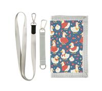 siphylline Portefeuille à 3 volets pour femme avec pince à billets et cordon Bleu marine, Dessin animé blanc mignon canard bleu marine, 1 size