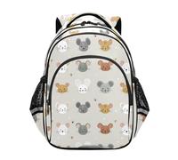 siphylline Sac à dos d'école primaire pour filles, garçons, étudiants, sac d'école pour enfants, sac à dos de voyage, dessin animé, souris mignonne, gris, Cartoon Cute Mouse Grey, Medium