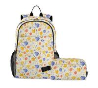 siphylline Sac à dos délicat de couleur vive de fleur de dessin animé avec boîte à déjeuner pour garçons sacs à dos d'école pour filles avec boîte à déjeuner sac de livre pour garçons 7-10
