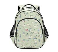 siphylline Sacs à dos à bandoulière pour enfants garçons et filles Sac à dos décontracté Motif floral écrasé vert, Fleur écrasée verte, Medium